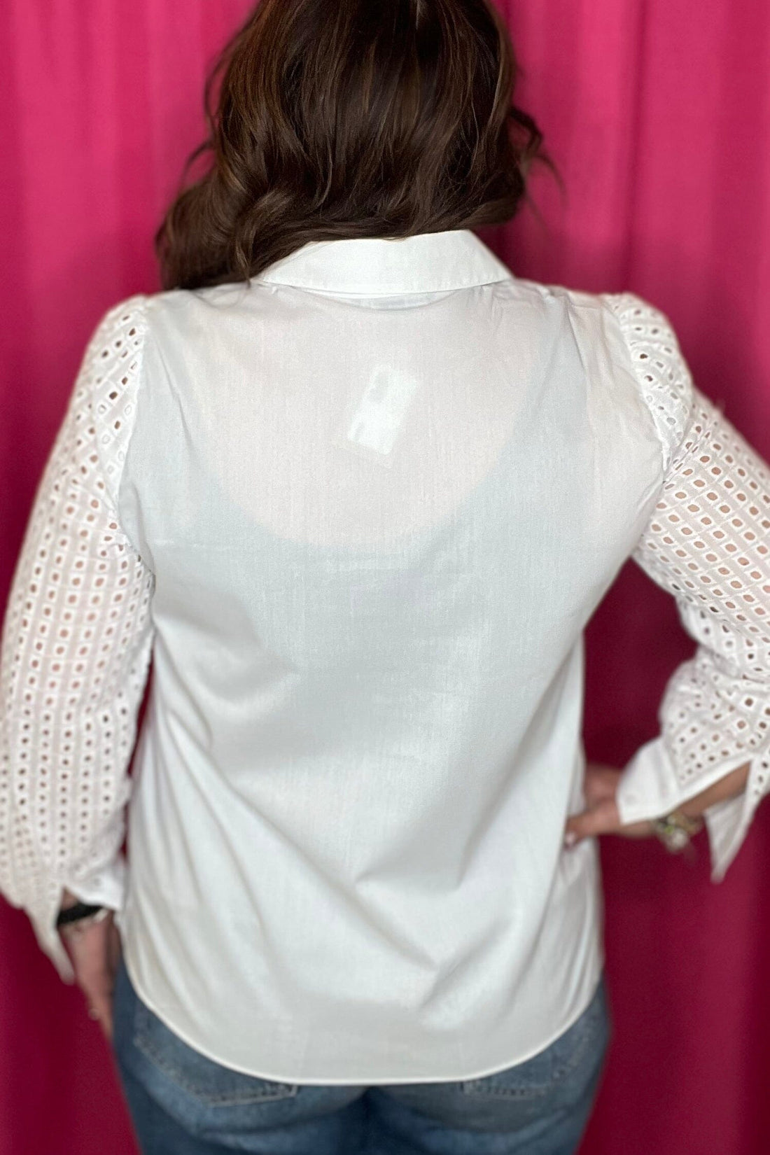 Button Down with Eyelet Sleeves MISSY TOP SPECIAL ZAC &amp; RACHEL 