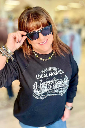 Support Your Local Farmer Sweatshirt MISSY BASIC KNIT K Lane's & Co. 