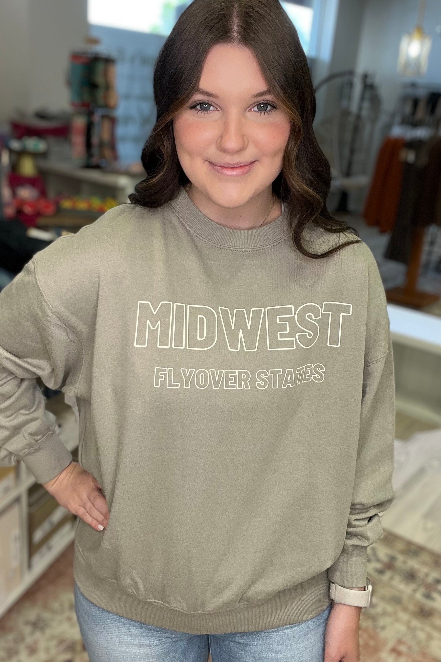 Midwest Flyover States Sweatshirt JRTOP CASUAL TOP K Lane's & Co. 