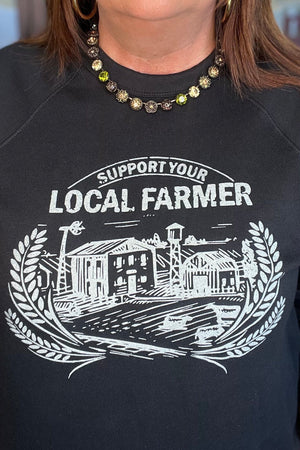 Support Your Local Farmer Sweatshirt MISSY BASIC KNIT K Lane's & Co. 