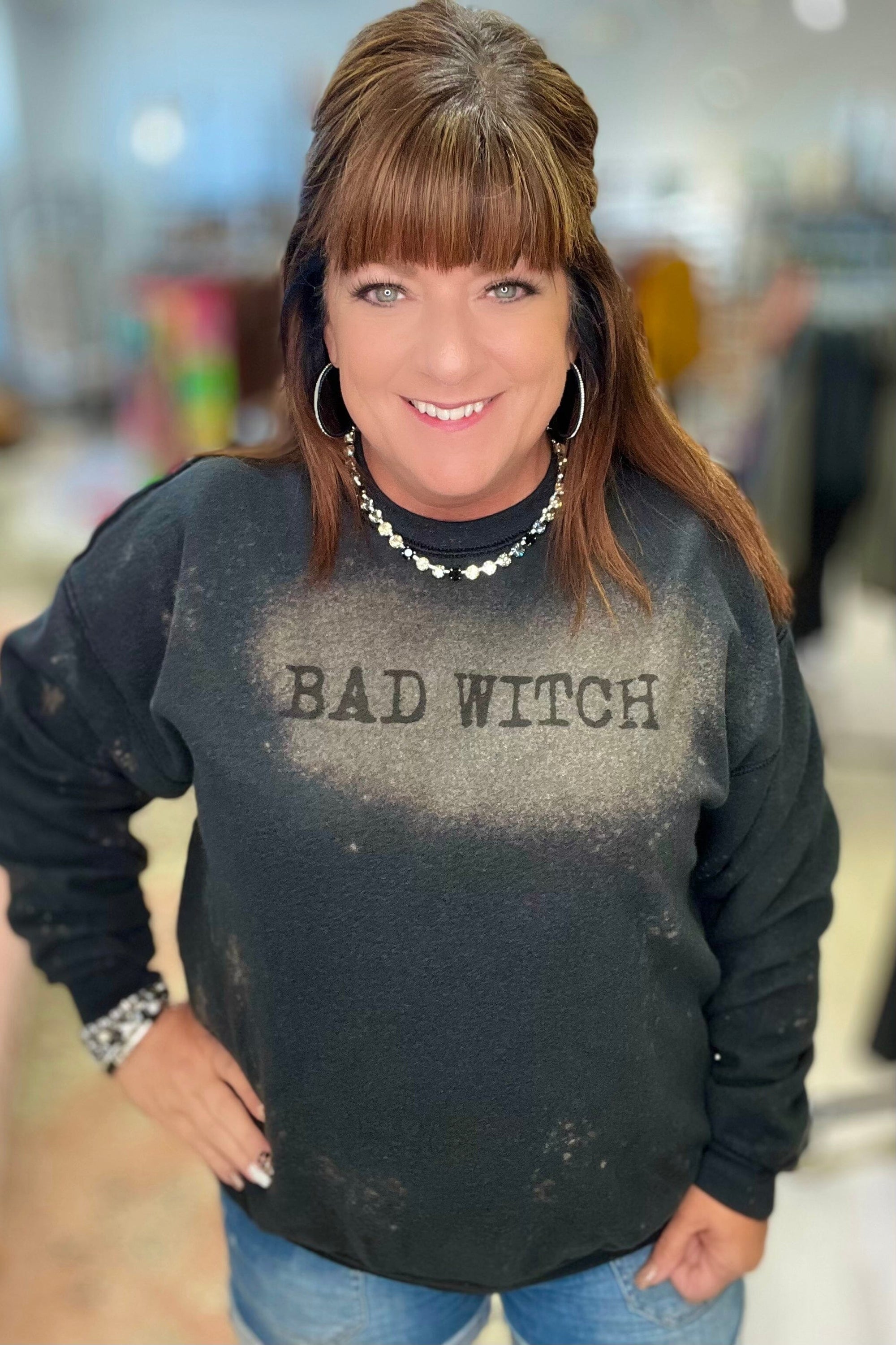 Good/Bad Witch Sweatshirt MISSY BASIC KNIT K Lane's & Co. 