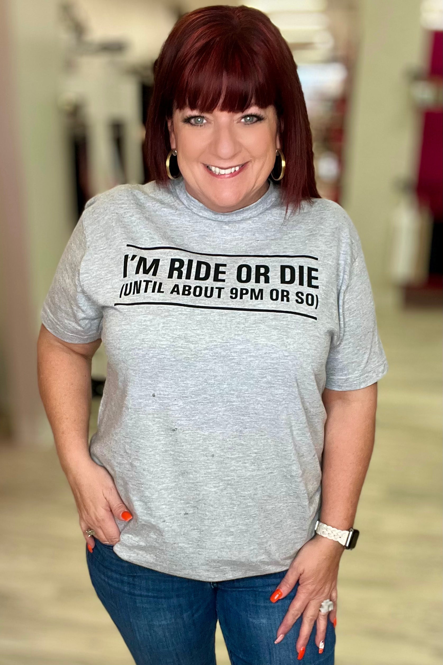 Ride or Die till 9 T-Shirt MISSY BASIC KNIT K Lane's & Co. 