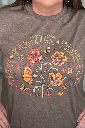 Grow Positive Thoughts Floral Tee MISSY BASIC KNIT K Lane's & Co. 