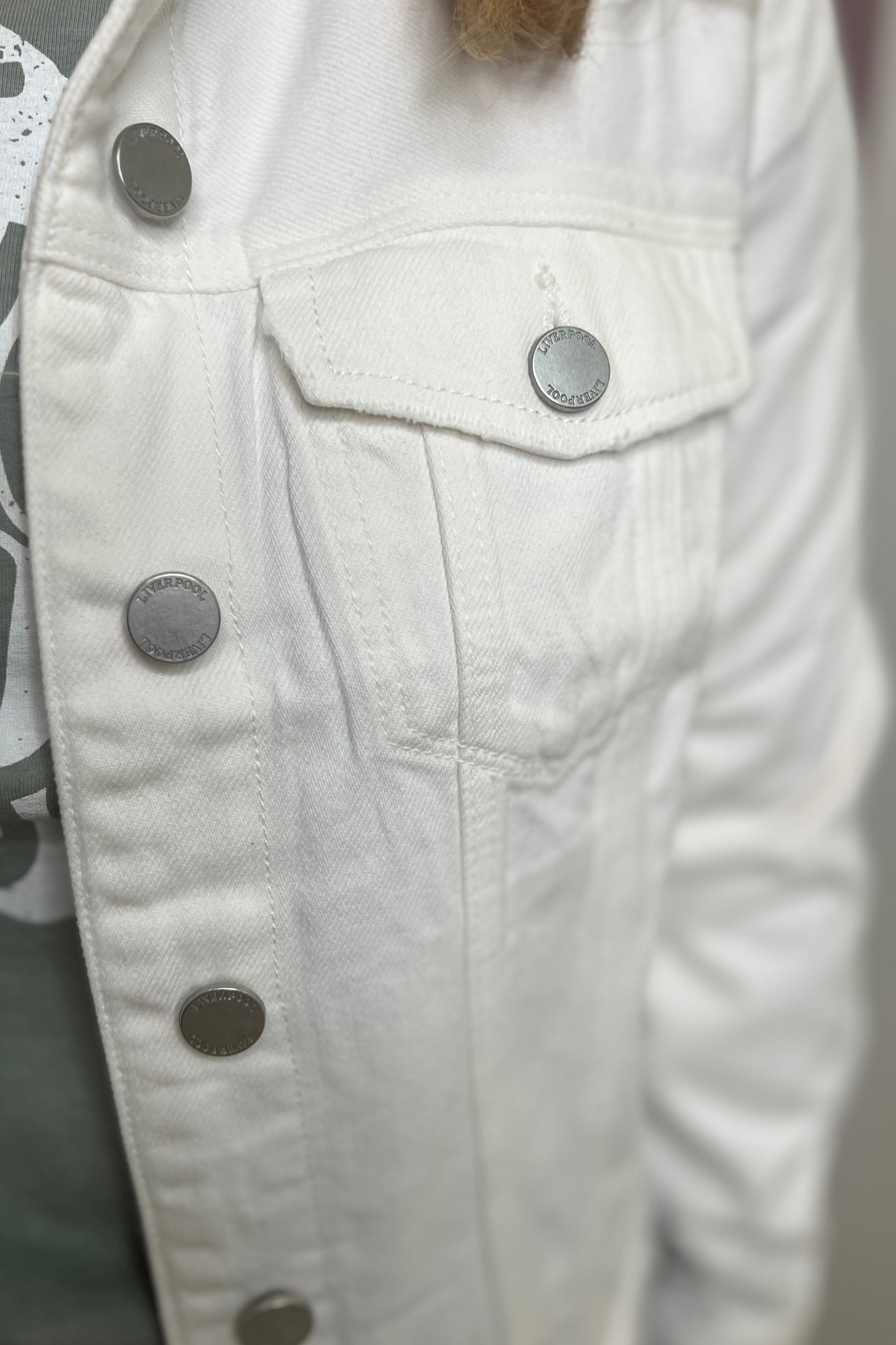 White Denim Jacket with Shredded Hem JACKET Liverpool 