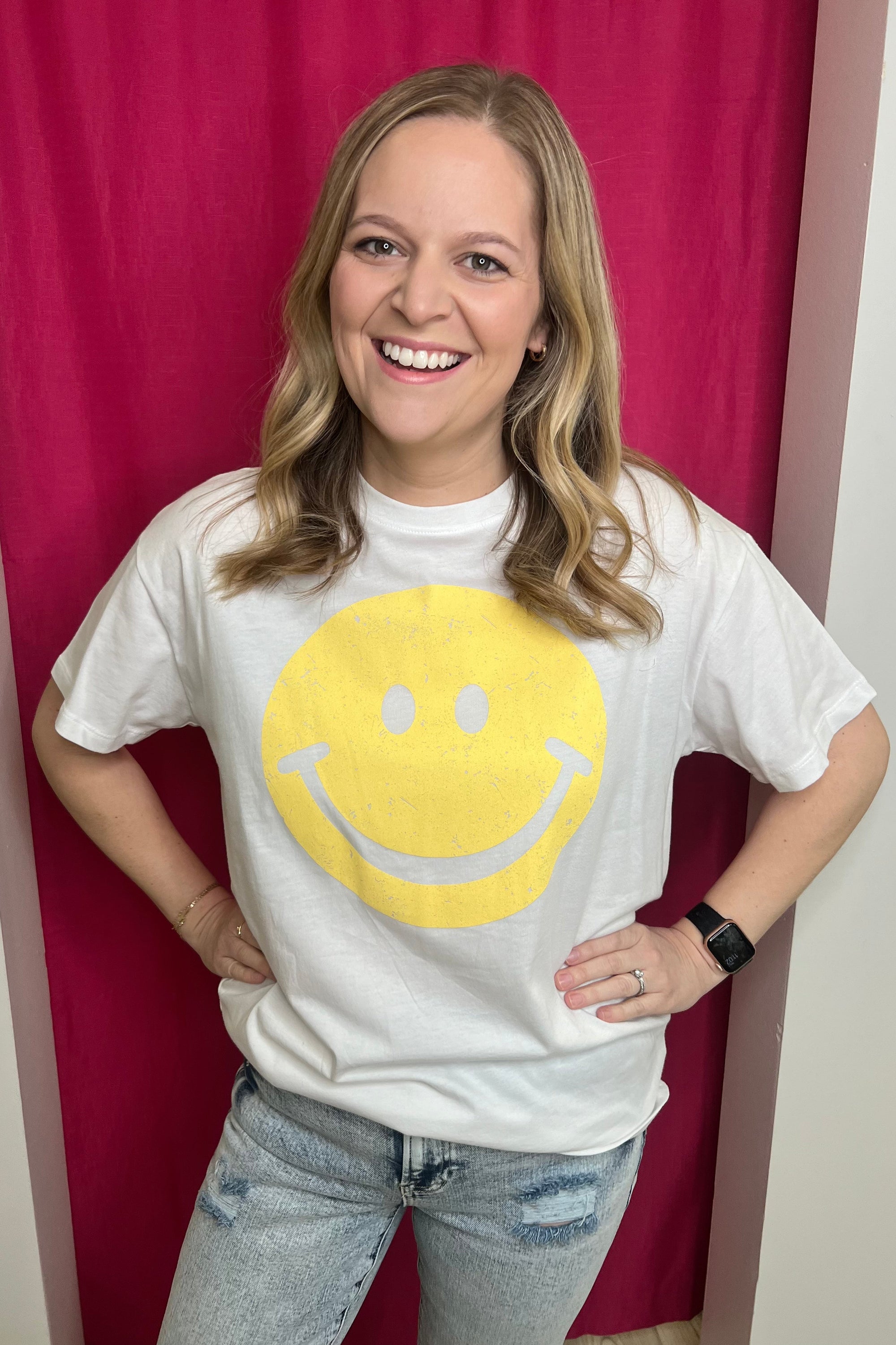 Smiley Face Oversized Tee JRTOP CASUAL TOP K Lane's & Co. 