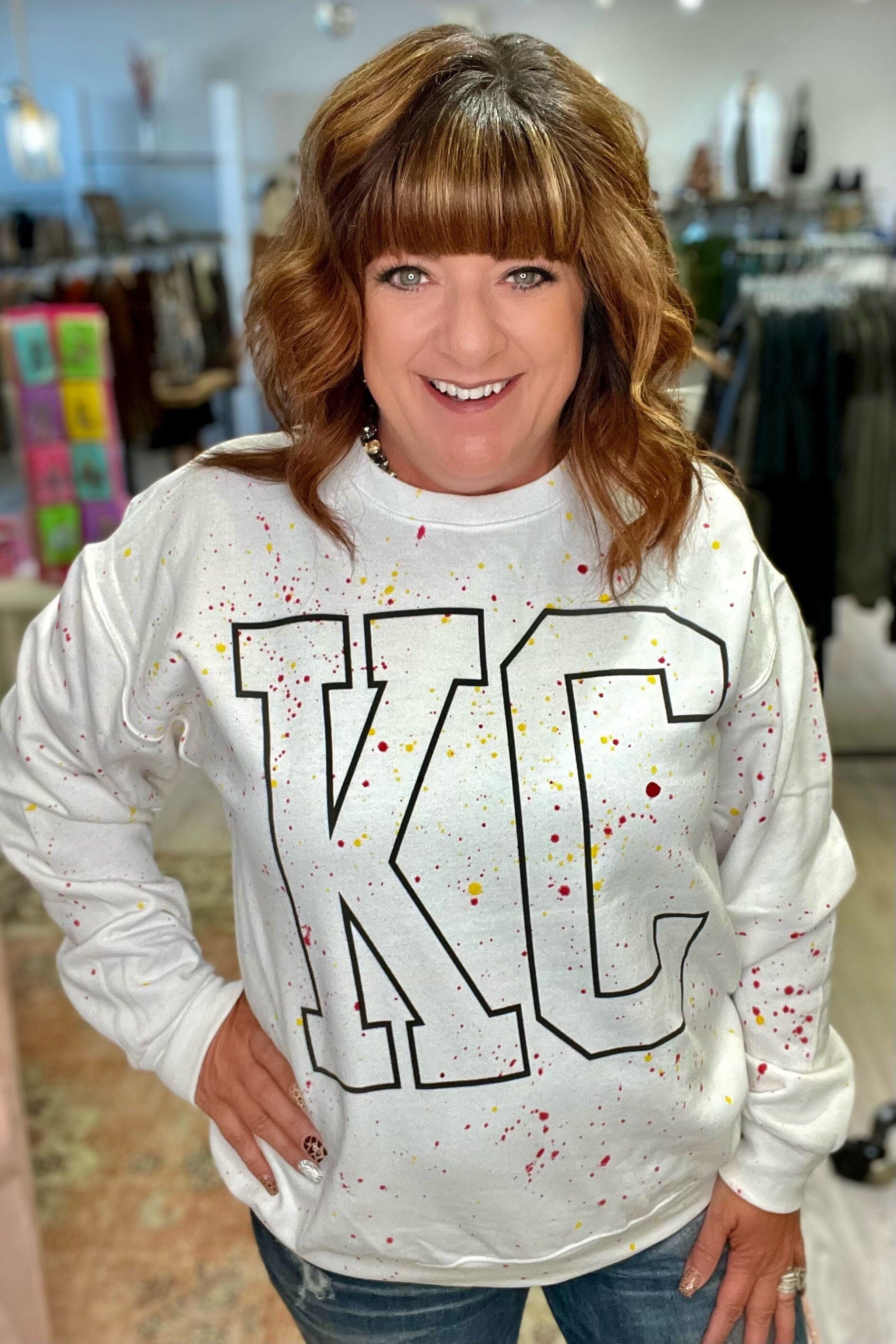 KC Paint Splatter Sweatshirt MISSY BASIC KNIT K Lane's & Co. 